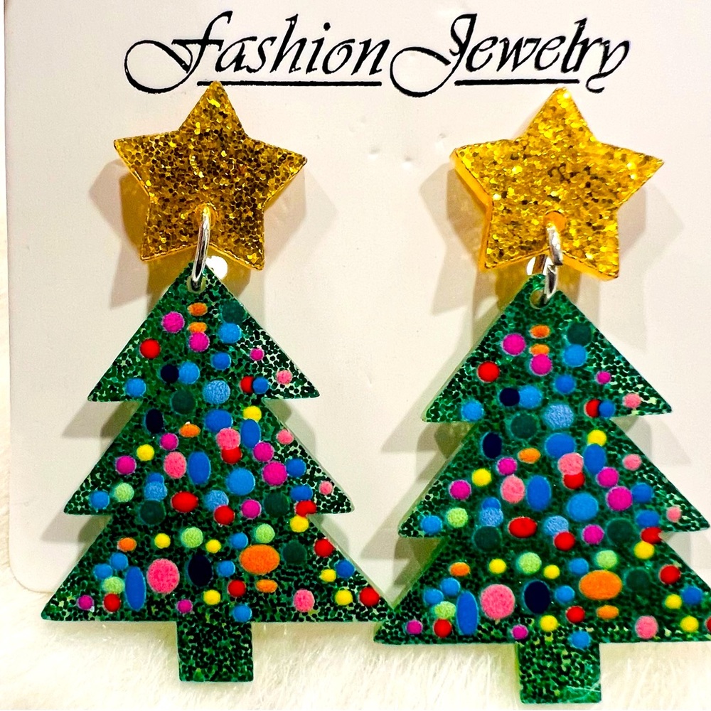 Christmas Tree Dangling Earrings